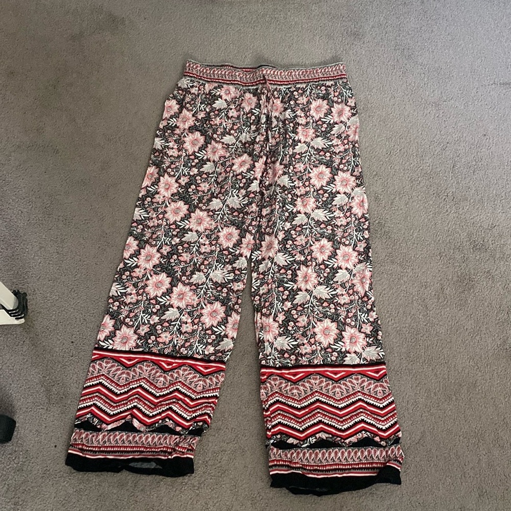 Red, black and white pants